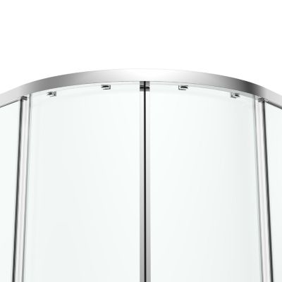 Portes de douche coulissantes accès d'angle quart de cercle l.90 x L.90 x H.195 cm, verre transparent, profilés aluminium chrome, GoodHome Ledava