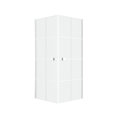 Portes de douche en angle 80 x 80 x 190 cm, motifs carrés et profilés blanc, Galedo Clean Line