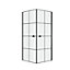 Portes de douche en angle 80 x 80 x 190 cm, motifs carrés et profilés noir, Galedo Clean Line