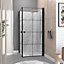 Portes de douche en angle 90 x 90 x 190 cm, motifs carrés et profilés noir, Galedo Clean Line