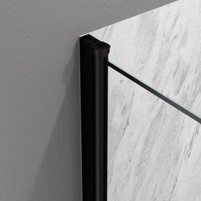 Portes de douche en angle 90 x 90 x 190 cm, motifs carrés et profilés noir, Galedo Clean Line