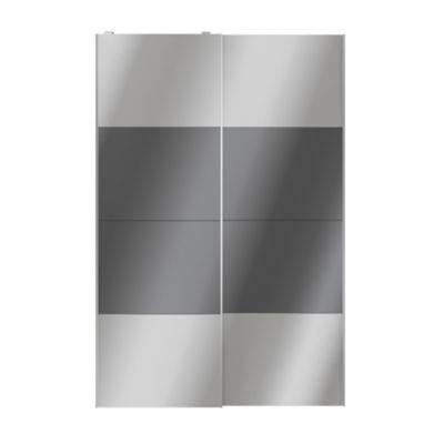 Portes de placard coulissantes 2 vantaux panneaux anthracite brillants et miroir GoodHome Atomia H. 225 x L. 150 x ép. 5,5 cm