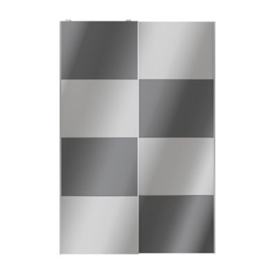 Portes de placard coulissantes 2 vantaux panneaux anthracite brillants et miroir GoodHome Atomia H. 225 x L. 150 x ép. 5,5 cm