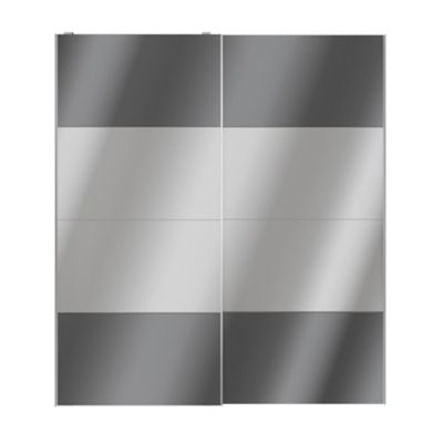Portes de placard coulissantes 2 vantaux panneaux anthracite brillants et miroir GoodHome Atomia H. 225 x L. 200 x ép. 5,5 cm