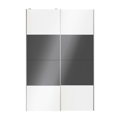 Portes de placard coulissantes 2 vantaux panneaux blancs brillants et anthracite brillants GoodHome Atomia H. 225 x L. 150 x ép. 5,5 cm