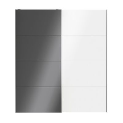 Portes de placard coulissantes 2 vantaux panneaux blancs brillants et anthracite brillants GoodHome Atomia H. 225 x L. 200 x ép. 5,5 cm