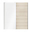 Portes de placard coulissantes 2 vantaux panneaux blancs brillants et effet chêne GoodHome Atomia H. 225 x L. 200 x ép. 5,5 cm