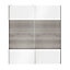 Portes de placard coulissantes 2 vantaux panneaux blancs brillants et effet chêne grisé GoodHome Atomia H. 225 x L. 200 x ép. 5,5 cm