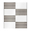 Portes de placard coulissantes 2 vantaux panneaux blancs brillants et effet chêne grisé GoodHome Atomia H. 225 x L. 200 x ép. 5,5 cm