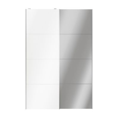 Portes de placard coulissantes 2 vantaux panneaux blancs brillants et miroir GoodHome Atomia H. 225 x L. 150 x ép. 5,5 cm