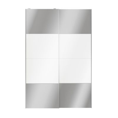 Portes de placard coulissantes 2 vantaux panneaux blancs brillants et miroir GoodHome Atomia H. 225 x L. 150 x ép. 5,5 cm