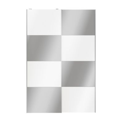 Portes de placard coulissantes 2 vantaux panneaux blancs brillants et miroir GoodHome Atomia H. 225 x L. 150 x ép. 5,5 cm