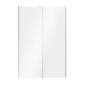 Portes de placard coulissantes 2 vantaux panneaux blancs brillants GoodHome Atomia H. 225 x L. 150 x ép. 5,5 cm