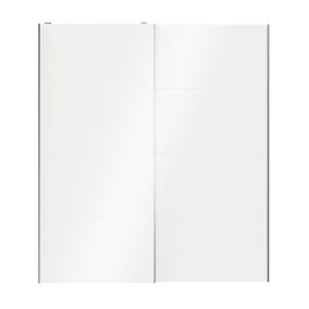 Portes de placard coulissantes 2 vantaux panneaux blancs brillants GoodHome Atomia H. 225 x L. 200 x ép. 5,5 cm