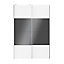 Portes de placard coulissantes 2 vantaux panneaux blancs et anthracite brillants GoodHome Atomia H. 225 x L. 150 x ép. 5,5 cm