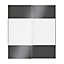 Portes de placard coulissantes 2 vantaux panneaux blancs et anthracite brillants GoodHome Atomia H. 225 x L. 200 x ép. 5,5 cm