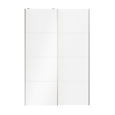 Portes de placard coulissantes 2 vantaux panneaux blancs et blancs brillants GoodHome Atomia H. 225 x L. 150 x ép. 5,5 cm