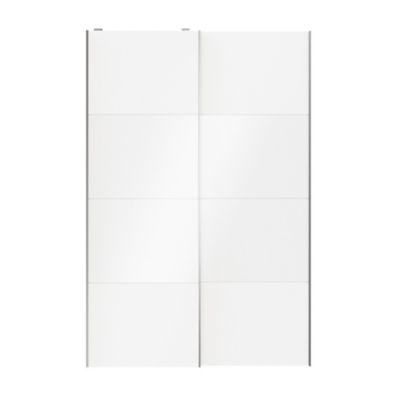 Portes de placard coulissantes 2 vantaux panneaux blancs et blancs brillants GoodHome Atomia H. 225 x L. 150 x ép. 5,5 cm