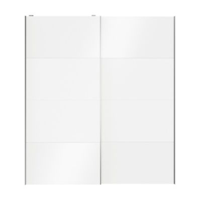 Portes de placard coulissantes 2 vantaux panneaux blancs et blancs brillants GoodHome Atomia H. 225 x L. 200 x ép. 5,5 cm