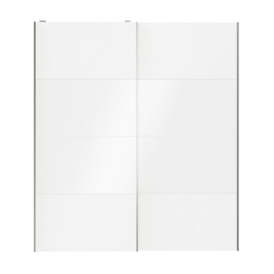 Portes de placard coulissantes 2 vantaux panneaux blancs et blancs brillants GoodHome Atomia H. 225 x L. 200 x ép. 5,5 cm
