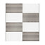 Portes de placard coulissantes 2 vantaux panneaux blancs et effet chêne grisé GoodHome Atomia H. 225 x L. 200 x ép. 5,5 cm