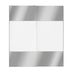 Portes de placard coulissantes 2 vantaux panneaux blancs et miroir GoodHome Atomia H. 225 x L. 200 x ép. 5,5 cm