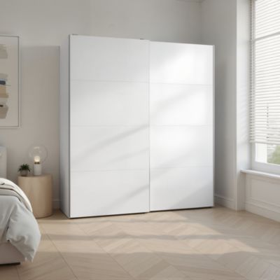 Portes de placard coulissantes 2 vantaux panneaux blancs GoodHome Atomia H. 225 x L. 200 x ép. 5,5 cm