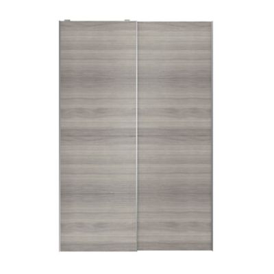 Portes de placard coulissantes 2 vantaux panneaux effet chêne grisé GoodHome Atomia H. 225 x L. 150 x ép. 5,5 cm