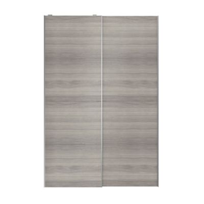Portes de placard coulissantes 2 vantaux panneaux effet chêne grisé GoodHome Atomia H. 225 x L. 150 x ép. 5,5 cm