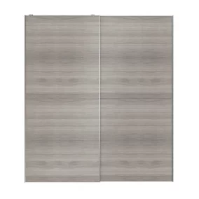 Portes de placard coulissantes 2 vantaux panneaux effet chêne grisé GoodHome Atomia H. 225 x L. 200 x ép. 5,5 cm