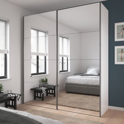 Portes de placard coulissantes 2 vantaux panneaux miroir GoodHome Atomia H. 225 x L. 200 x ép. 5,5 cm