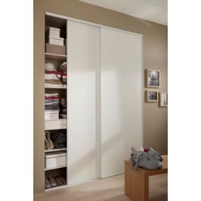 Portes de placard coulissantes blanches effet bois GoodHome Romero H. 250 x l. 75 cm, 2 portes