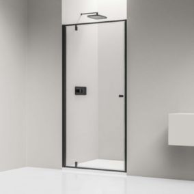 Portes douche en niche en verre 6mm Cabine de douche Paroi douche encastrée Porte battante, 80x195cm, Profil Noir mat