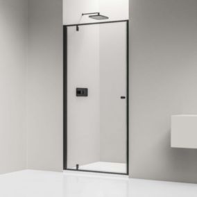 Portes douche en niche en verre 6mm Cabine de douche Paroi douche encastrée Porte coulissante, 100x195cm, Profil Noir mat