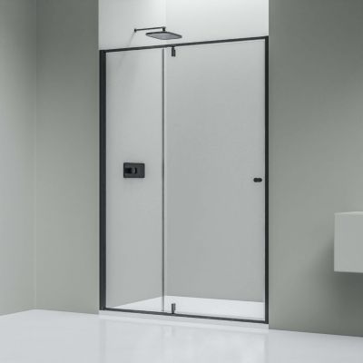 Portes douche en niche en verre 6mm Cabine de douche Paroi douche encastrée Porte coulissante, 140x195cm, Profil Noir mat