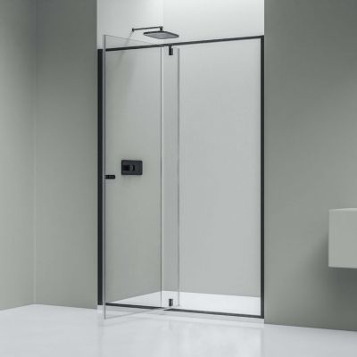 Portes douche en niche en verre 6mm Cabine de douche Paroi douche encastrée Porte coulissante, 140x195cm, Profil Noir mat