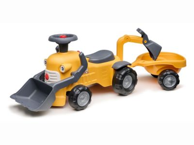 Porteur Tractopelle Enfant 1-3 Ans Jaune – Pelleteuse Articulée Avec Pince, Sons, Lumières, Klaxon, Charge 25 Kg