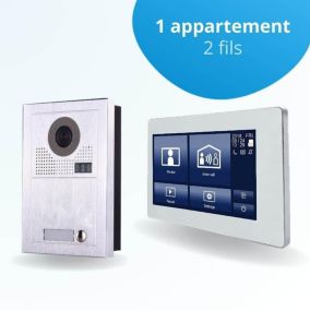 Portier interphone vidéo modern 2 fils - 1 appartement - 1 écran tactile smart 7" blanc