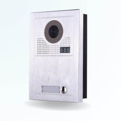 Portier interphone vidéo modern 2 fils pour 2 entrées - 1 appartement - 2 platines - 1 écran blanc