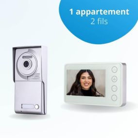 Portier interphone vidéo neo 2 fils - 1 appartement - 1 écran blanc