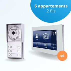 Portier interphone vidéo neo 2 fils - 6 appartements - 6 écrans tactiles smart 7" blanc