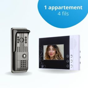Portier interphone vidéo pili 4 fils - 1 écran noir