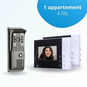Portier interphone vidéo pili 4 fils - 2 écrans noirs