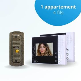Portier interphone vidéo pino 4 fils - 2 écrans noirs