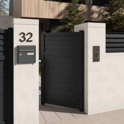 Portillon 1/4 persienné battant Neva aluminium gris anthracite RAL 7021 l.100 x H.168 cm Klikstrom