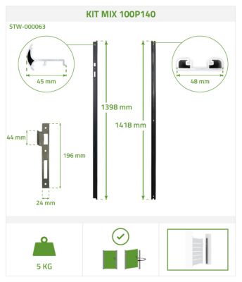 Portillon 1m ARLBERG H.140cm + Kit inversion ouverture