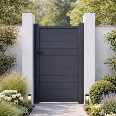 Portillon 1m EIGER H.180cm aluminium gris