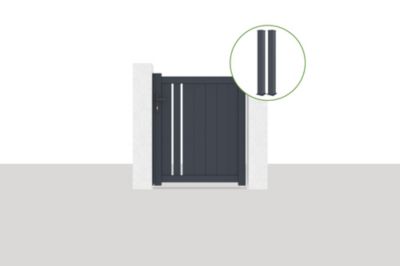 Portillon 1m GIONA H.1,2m + 2 poteaux EIFEL H.166cm Gris