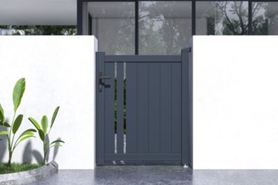 Portillon 1m GIONA H.1,2m + 2 poteaux EIFEL H.166cm Gris