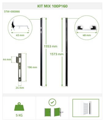 Portillon 1m RUIVO H.160cm + Kit inversion ouverture